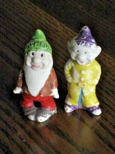 Vtg 40's Dopey Bashful Dwarf Bisque Figurine Walt Disney 2.75" Japan Paint Loss - Bild 1 von 12