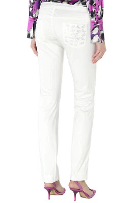 Pantalones de mezclilla GF FERRE nuevos blancos marfil con logotipo pedrería talla 28 hechos en Italia nuevos con etiquetas Foto 1 de 4