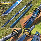 Carbon Steel Straight Blue Blade Ninja Sword Musashi Tsuba Chinese Tang Dao