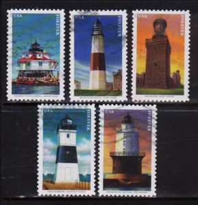 OFF paper #5621-25 Mid-Atlantic Lighthouses (used set of 5) Forever 2021 – f296 - Picture 1 of 1