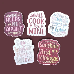 Funny Wine Quotes Vinyl Stickers For Laptop, Water Bottles, Glass, Ceramics, etc - Picture 1 of 6