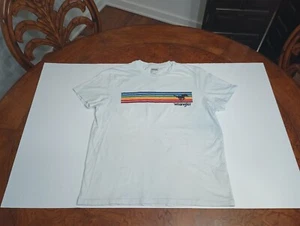 VTG 70s Thin Single Stitch T Shirt Mens XL White Rainbow Chest Stripe Wrangler - Picture 1 of 22