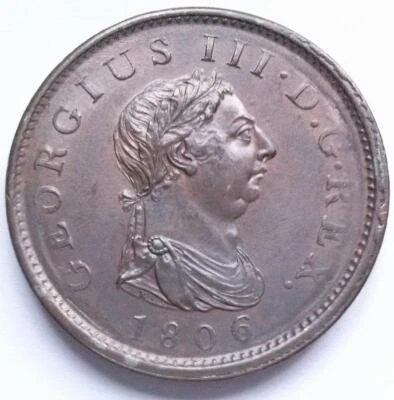 1806 George III One Penny Copper Coin Near Uncirculated Mis-Struck - Image 1 of 2