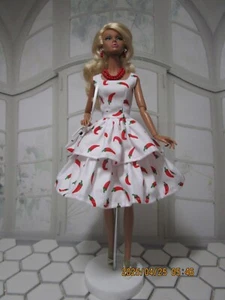 Poppy Parker Barbie Basics OOAK Handmade Outfit Ruffle Dress Handbag Jewelry - Picture 1 of 8
