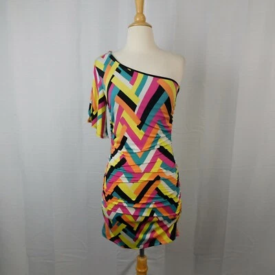 Vestido de fiesta Body Central de un hombro manga acampanada estampado ceñido al cuerpo pequeño #9349 Foto 1 de 4