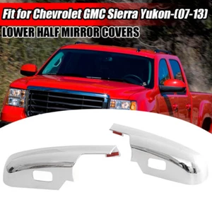Pair FOR 2007-13 Chevy GMC Sierra Yukon XL CHROME LOWER HALF MIRROR COVER COVERS - Picture 1 of 10