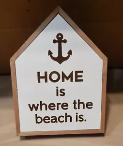 Holzschild Sonne & Meer Zuhause ist, wo der Strand ist 8" x 6" Tischplatte Dekor 244K - Bild 1 von 4