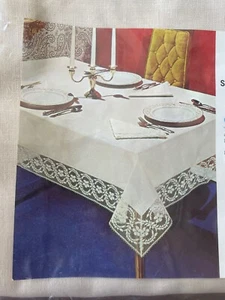 NOS Vintage Tablecloth Lace Bardwil PATRICIAN Dacron linen polyester 68X88" - Picture 1 of 8