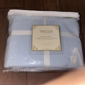 NEW Noble Excellence TRELLIS King Bedskirt Baby Blue  78x80 w/15” Drop - Picture 1 of 2