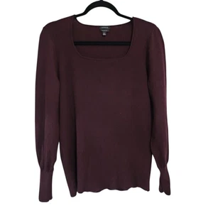 Talbots Pullover L 100% Merinowolle Pflaume eckiger Ausschnitt Old Money Quiet Luxus - Bild 1 von 4
