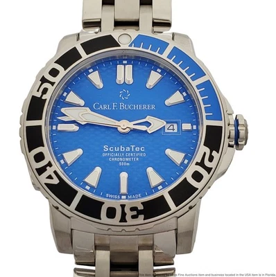 Nuevo reloj de buceo Carl F Bucherer Patravi Scubatec esfera azul cronómetro para hombre 	 Foto 1 de 4
