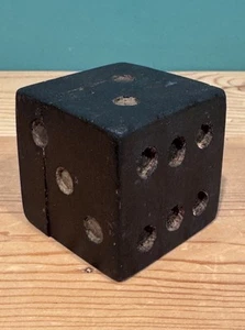 Antique Primitive Oversized Wood Folk Art Dice - Picture 1 of 10