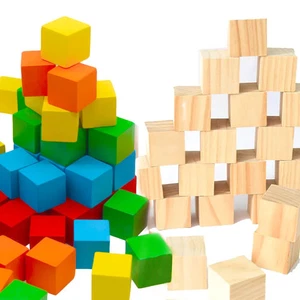 Quadratische Holzklötze 50 Stück glatte Oberfläche für Babyparty Basteln und Mathe Zählen - Bild 1 von 12