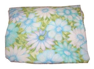 Fitted Sheet Vintage Cannon Aloha Blue Daisies Flower Power Full Double - Picture 1 of 2