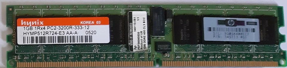1GB ECC DDR2 Hynix HYMP512R724-E3-AA-A PC2-3200 400MHz ECC CL3 240-Pin - Immagine 1 di 1