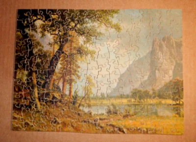 VTG WOODEN PICTURE PUZZLE, YOSEMITE VALLEY by ALBERT BIERSTADT, 200 PIECES - Image 1 of 4