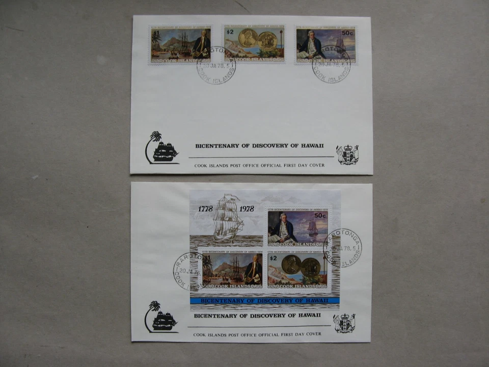 COOK ISLANDS, cover FDC 1978 set+  S/S 200th ann discovery Hawaii - Image 1 of 1