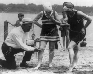 Ladies Bathing Suit Hems Measured 8x10 Reprint Of Old Photo - Picture 1 of 1
