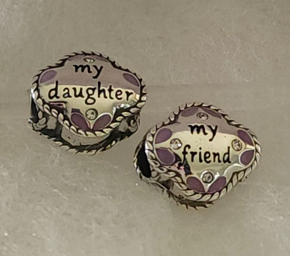 Chamilia ~MY DAUGHTER MY FRIEND~ Swarovski, Enamel & Sterling Bead 2025-1407 $40 - Image 1 of 4