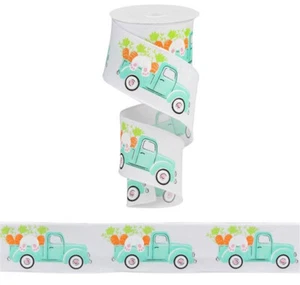 Fondo de conejo de Pascua y zanahorias en cinta de camión, 2,5" x 10 yardas (blanco) RGA160227 - Imagen 1 de 1