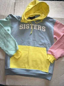 Sudadera con capucha Sisters By Safety Pin para mujer talla pequeña color pastel bloques sudadera - Imagen 1 de 4