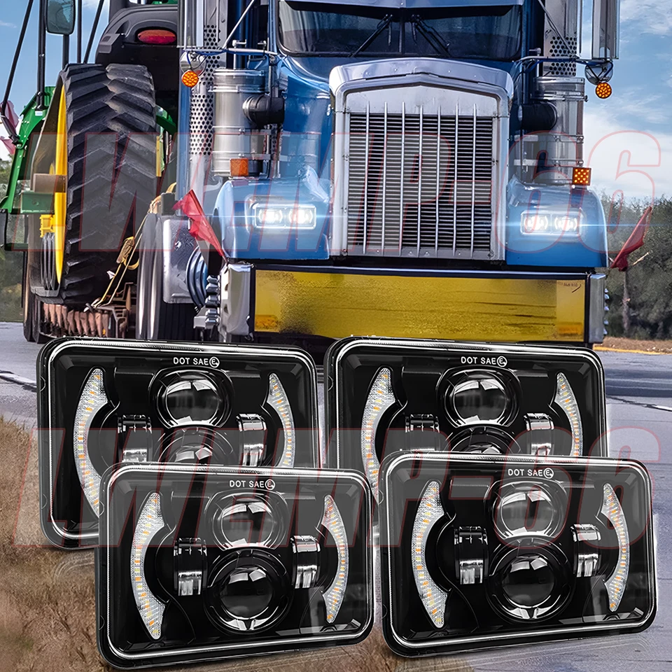 4x Faros LED de haz alto bajo para Kenworth W900 T800 para Peterbilt 357 378 4x6" Foto 1 de 4