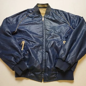 Vtg Outdoor Exchange Jacket Mens M Reversible Nylon Blue Brown 80s G78 - Picture 1 of 5