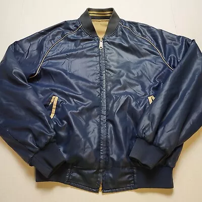 Vtg Outdoor Exchange Jacket Mens M Reversible Nylon Blue Brown 80s G78 - Image 1 of 4