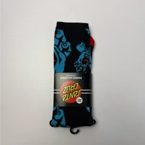 Santa Cruz Crew-Socken Herren Damen Large 9-11 schwarz blau rot Hände Allover-Druck - Bild 1 von 2