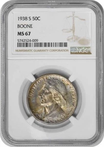 Boone Commemorative Silver Half Dollar 1938-S MS67 NGC - Picture 1 of 4