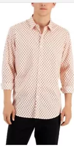 New Alfani Men's Size XL Polished Nude Geometric Print Button Down Shirt - Picture 1 of 4