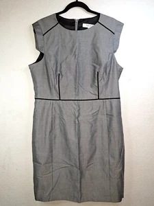 Vestido Nine West Traje Separado Gris Vaina Talla 16 Acentos Negros Totalmente Forrado - Imagen 1 de 22