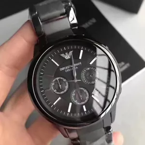Brand New Emporio Armani Renato Ceramica Chronograph Black Men's Watch AR1451 - Picture 1 of 7