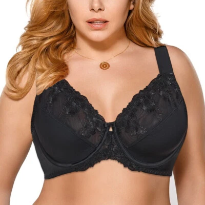 Women Plus Size Minimizer Bra Full Coverage Underwire Bralette Sexy Lingerie - Image 1 of 4