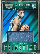Karl-Anthony Towns 2015-16 Panini Gala Primetime swatch rookie card RC #20/60