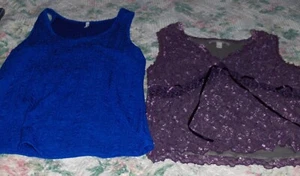 2 Lot Sleeveless Blouses Cobalt Blue Cole Daniel Merona Purple Dress Casual Tops - Picture 1 of 8