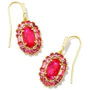 Orecchini a goccia Kendra Scott nuovi con etichette Elle oro lampone illusione cornice cristallo - Foto 1 di 6