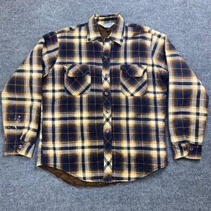Herbert John Camicia Uomo Media Bottoni Plaid Flanella Giacca Trapuntata Arancione - Foto 1 di 8