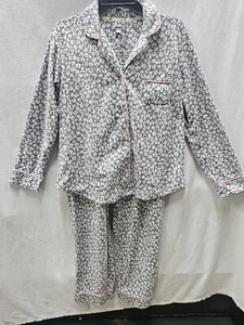 DKNY Pajamas Womens Size Large Gray Cheetah fleece Two Piece Pajama Set - Picture 1 of 7