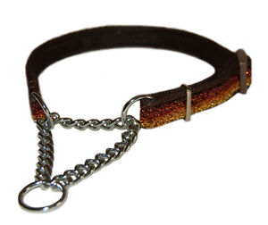 brown /bronze sparkle half check choke martingale medium  large dog  collar 1"