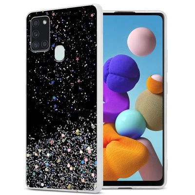 CADORABO Hülle für Samsung Galaxy A21s Schutz Handyhülle TPU Silikon Case Cover Glitter