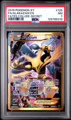 2016 POKEMON XY FATES COLLIDE SECRET #125 FULL ART/ALAKAZAM EX PSA 7 - Image 1 of 2