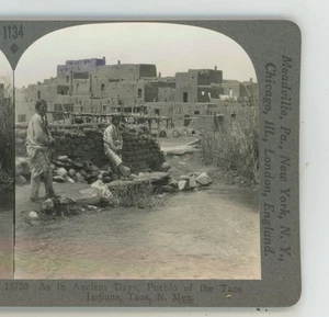 As In Ancient Days Taos Indian Pueblo NM USA Keystone Stereoview - Bild 1 von 2