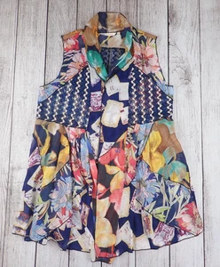 Weiche Umrandung transparente Weste vorne offen Damen M Art to Wear lebendig Boho Hippie - Bild 1 von 10