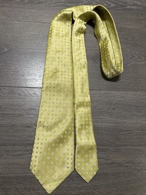 Corbata de seda Kiton 100% auténtica hecha en Italia verde amarillo Foto 1 de 4