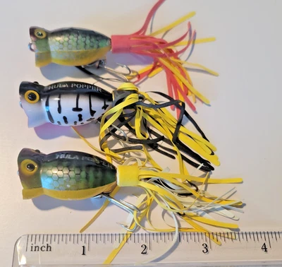 Lot of 3 Fred Arbogast Spinning Hula Popper Topwater Fishing Lures NICE - Image 1 of 4
