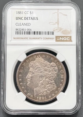 1881 CC Morgan 90% Silver Dollar $1 NGC Uncirculated, High Grade Proof Like - Image 1 of 4