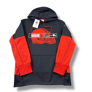 NWT $80 Nike NFL Cleveland Browns Black/Orange Color Block Fleece Hoodie Mens S - Picture 1 of 8