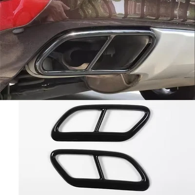 Steel Gloss Black Rear Exhaust Muffler Tail Pipe Cover For Volvo S60 V60 2020-22 - Image 1 of 4