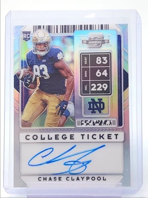 CHASE CLAYPOOL 2020 CONTENDERS OPTIC DRAFT ROOKIE TICKET PRIZM RC AUTO Q5159 - Image 1 of 2